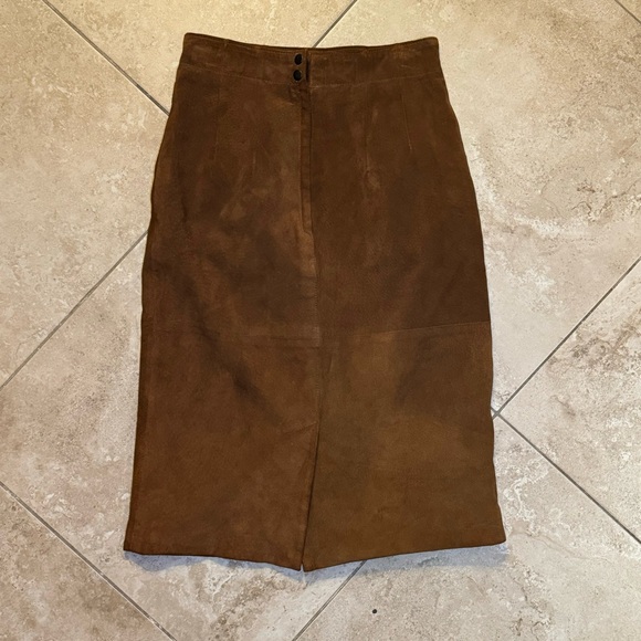 Genuine Suede High Waisted Leather Skirt - Picture 3 of 5